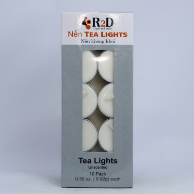 Nến không khói màu trắng tealight 10 viên dùng cho lò xông tinh dầu chính hãng R2D