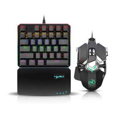  Combo Chuột chơi game HXSJ V200 + J600 có dây  lập trình macro 9 phím & V200 Blue Switch Cơ một tay