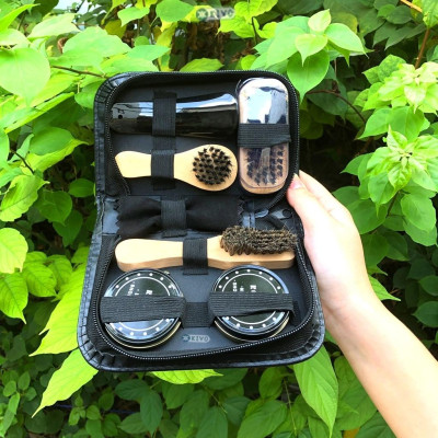 Bộ dụng cụ đánh giày 7 món Linh Chi Bedding kèm 2 hộp xi đánh giày tiện lợi