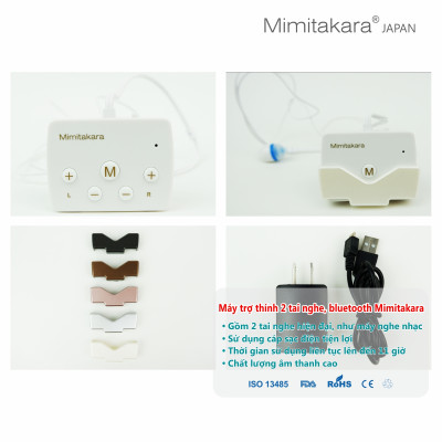 Máy trợ thính 2 tai nghe, bluetooth, pin sạc, Mimitakara (JAPAN) DP-6K5A (Trắng) 