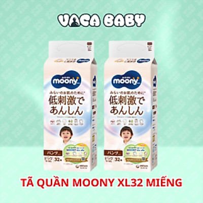 COMBO 2 Bỉm - Tã quần Moony Natural size XL 32 miếng (cho bé 12-22kg)