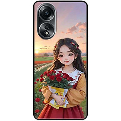 Ốp lưng cho Oppo A74 - A95 4G - A60 4G - A36 - A76 - A96 4G - Thiếu Nữ Cầm Hoa Hồng - Hàng Chính Hãng