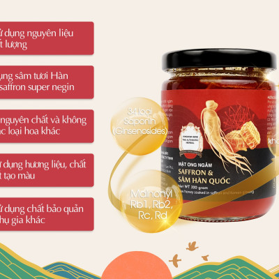 Sâm mật ong saffron Kingdom Herb chính hãng thượng hạng hộp 320g (tặng que lấy mật và bình thuỷ tinh)