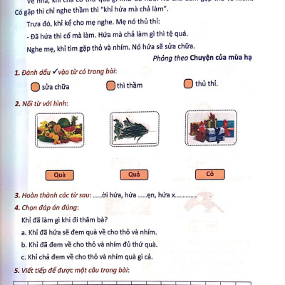 Bài Tập Nâng Cao Tiếng Việt 1 (Biên Soạn Theo Chương Trình Mới) Tập 2