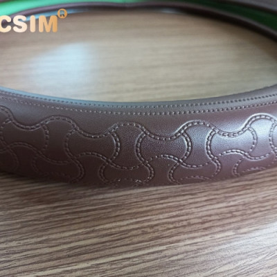 Bọc vô lăng cao cấp Macsim mã L620 mới chất liệu da thật - Khâu tay 100% size M màu cafe