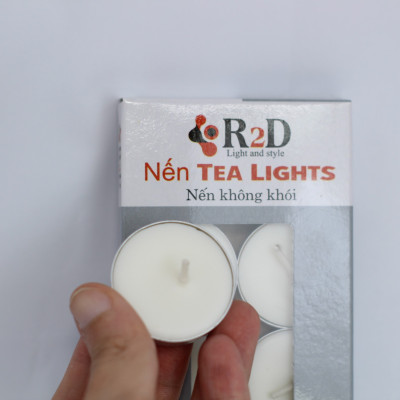 Nến không khói màu trắng tealight 10 viên dùng cho lò xông tinh dầu chính hãng R2D