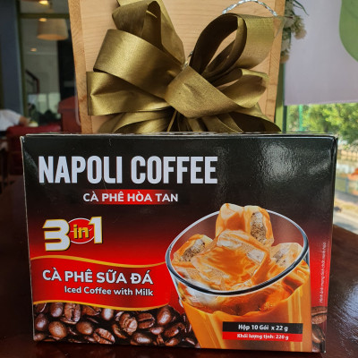 Cà Phê Sữa Đá hòa tan 3in1 Napoli Coffee (10 gói x 22g) - Cafe SẠCH, hạt Robusta/Arabica Nguyên Chất