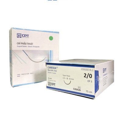 Chỉ phẫu thuật không tiêu CPT Caresilk Silk số 2/0 - S30A26