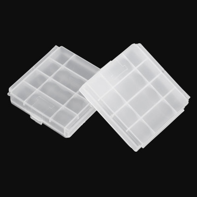 2PCS PALO Transparent AA Battery Storage Boxes Cases High-quality Containers Durable Plastic Battery Holders with Lids