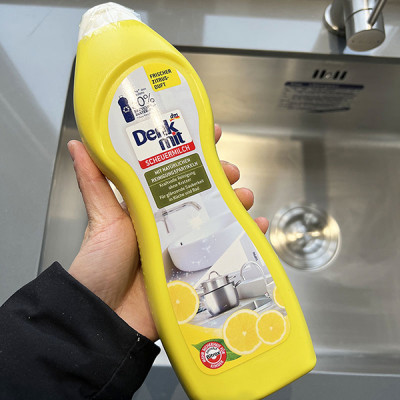 Kem tẩy nhà bếp đa năng Denkmit Schuermilch Đức 750ml dùng cho inox, sứ nhà bếp, nhà tắm