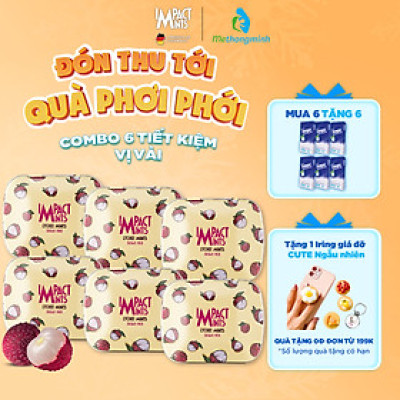 Combo 6 hộp Kẹo Bạc Hà Không Đường Impact Mints 14g (tặng kèm 3 gói Tempo) 