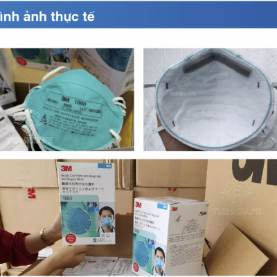Khẩu trang phòng dịch N95 3M 1860 chuyên dùng chống giọt bắn, máu, vi khuẩn- Khẩu trang 3M đạt tiêu chuẩn N95 và FDA chính hãng