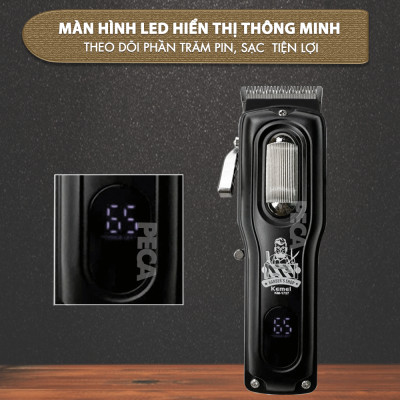 Tông đơ cắt tóc chuyên nghiệp Kemei KM-1727 công suất mạnh 8W màn hình LCD sạc nhanh USB tiện lợi - Chính hãng