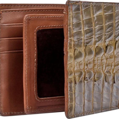 Ví Nam Da Cá Sấu Gai Lưng Huy Hoàng HT2231 (12.5 x 10 cm) - Rêu