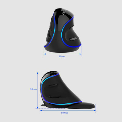 Chuột quang có dây Delux M618 Plus Blue Light 600/1000/1600 DPI 3 cấp độ với 6 nút cho PC Laptop