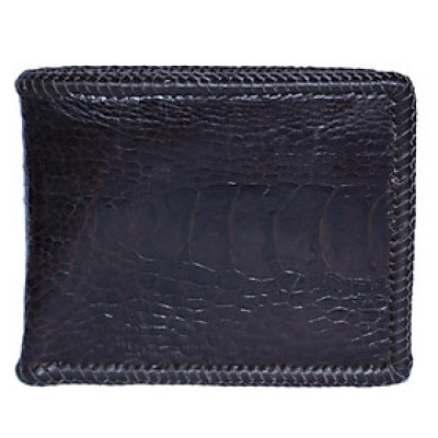 HC2417 - Bóp nam Huy Hoàng da đà điểu đan viền màu nâu đất