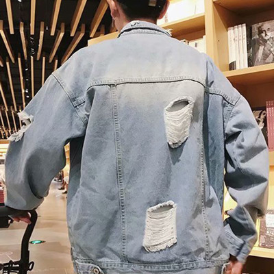 Áo khoác jean nam from rộng vá rách JB15
