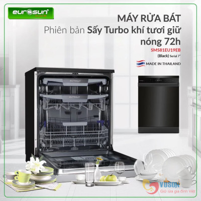 Máy rửa bát Eurosun SMS81EU19EB - Hàng chính hãng