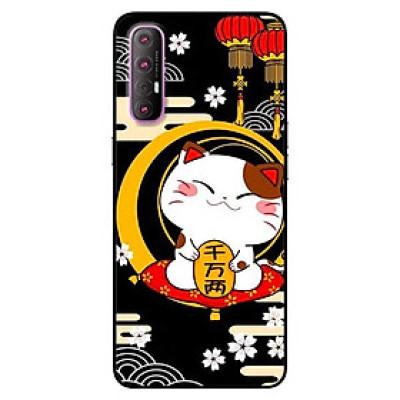 Ốp lưng dành cho Oppo Reno 3 Pro mẫu Mèo Nền Đen