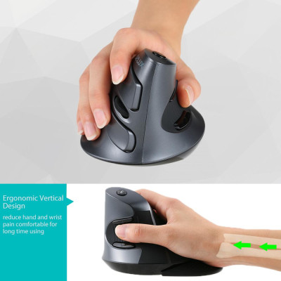 Chuột quang dọc không dây Delux 2.4G Công thái học có thể điều chỉnh 1600 DPI Các nút 5D với lòng bàn tay có thể tháo rời