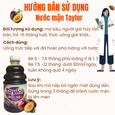 Nước Ép Mận ( Ít Đường ) Tự Nhiên Taylor 946ml Naturally Prune Juice