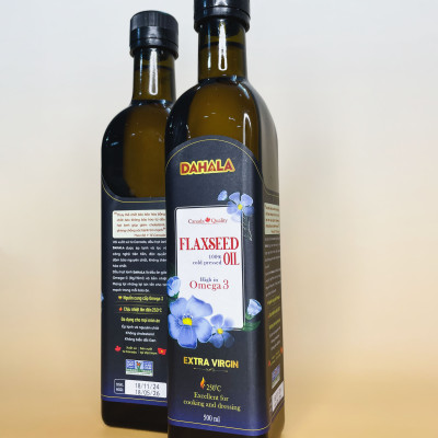 (SET 2 CHAI) SET HỘP QUÀ TẾT DẦU HẠT LANH ÉP LẠNH BỀN NHIỆT DAHALA 25O MI, GIÀU OMEGA 3,6,9