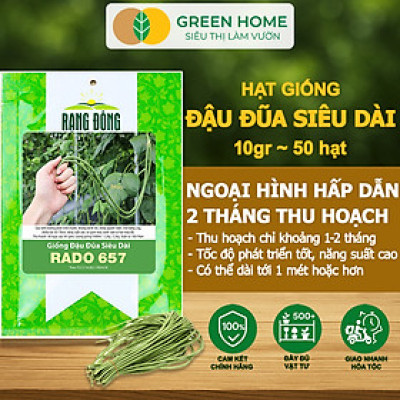 Hạt Giống Đậu Đũa Siêu Dài, Greenhome, Gói 10GR~50 hạt, Dễ Trồng Quanh Năm, Nảy Mầm Cao, T39