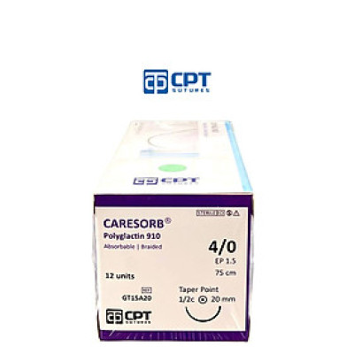 Chỉ phẫu tự tiêu CPT Caresorb Polyglactin 910 số 4/0 - GT15A20