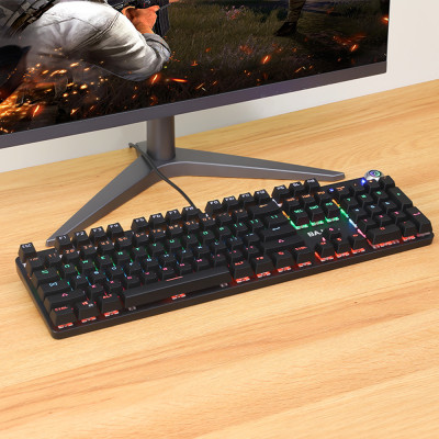 Bàn phím cơ có dây BAJEAL chơi game có đèn nền LED,di chuyển với Công tắc màu xanh