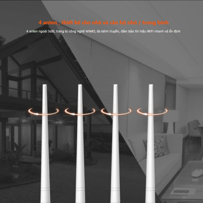 Thiết bị phát wifi không dây 4 râu chuẩn 300Mbps kích sóng repeater Wireless Router F6 Tenda hàng chính hãng