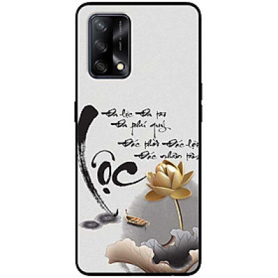 Ốp lưng cho Oppo A36 - A60 4G - A74 - A76 - Oppo A95 4G - A96 4G - Thư Pháp Lộc Sen Vàng - Hàng Chính Hãng