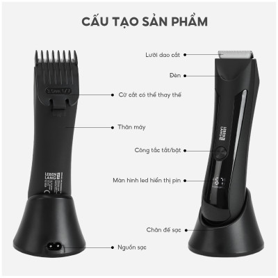 Máy cạo râu, tông đơ mini Lebenlang LBL3022 công suất 5W, Pin 600mAh, IPX5, bảo hành 2 năm - hàng chính hãng