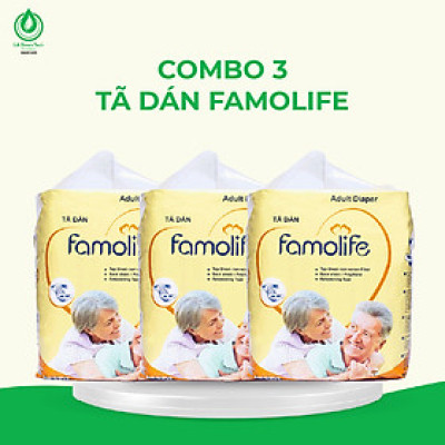 COMBO 3 Tã dán người già FAMOLIFE Cao Cấp mềm mại, thấm hút