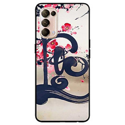 Ốp lưng dành cho Oppo Reno 5 mẫu Thư Pháp LỘC Nền Anh Đào