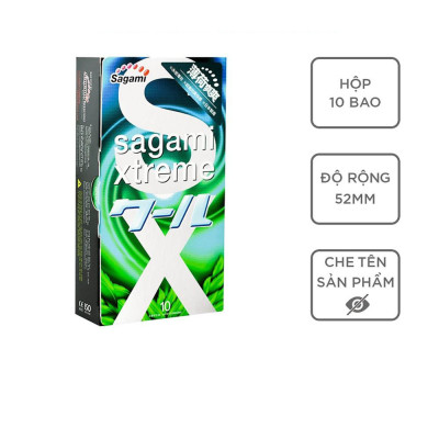 Bao Cao Su Mát Lạnh Hương Bạc Hà Sagami Spearmint Siêu Mỏng  (10 Bao)