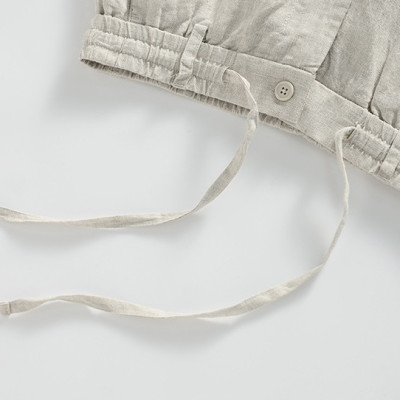 Quần linen nam ống suông, quần dài ống rộng cạp chun có dây rút và khuy trước, phong cách tối giản, vintage Qd11