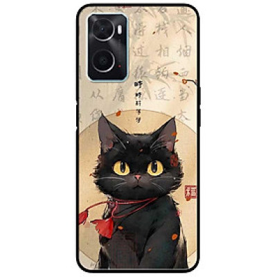 Ốp lưng cho Oppo A74 - A95 4G - A60 4G - A36 - A76 - A96 4G - Mèo Đen Nơ Đỏ - Hàng Chính Hãng