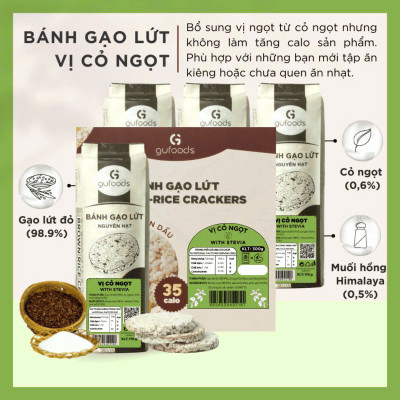 [Vị Cỏ Ngọt] - Bánh Gạo Lứt Ăn Kiêng GUfoods 170g - Thực Phẩm Bổ Sung Dinh Dưỡng Cho Người Tiểu Đường, Người Ăn Chay, Ăn Kiêng, Giảm Cân, Tập Gym, Eat Clean, Hàm Lượng Chất Xơ Cao