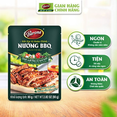 Combo 1 hộp (20 gói) Gia Vị Nướng BBQ Barona 80g ướp ngon chuẩn vị không cần nêm nếm