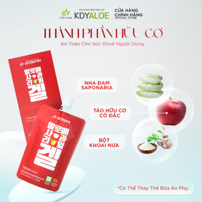 NƯỚC NHA ĐAM SÂM TÁO HỮU CƠ HỘP 30 GÓI HỖ TRỢ TIÊU HÓA