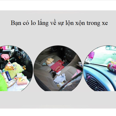 Túi treo đồ kiêm giá để đồ bằng da trên ô tô màu đen và nâu