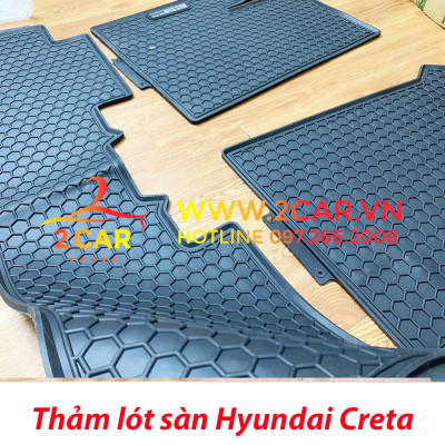 Thảm sàn, Thảm lót sàn xe Hyundai CRETA 2022 2023 cao su đúc, vân tổ ong, không mùi, MẪU NISSIN