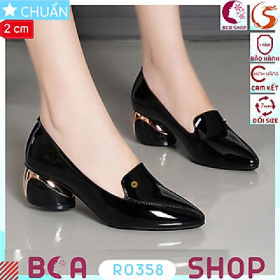 [CHÍNH HÃNG]  Giày búp bê nữ mũi nhọn 2p RO358 ROSATA tại BCASHOP gót vuông viền kim loại lạ mắt và rất sang chân