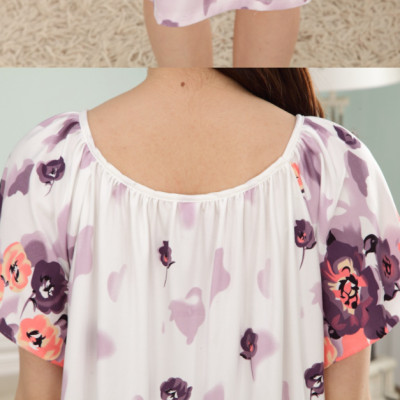 Váy Bầu Ngủ Dáng Suông, Đầm Ngủ Mặc Nhà Họa Tiết Dễ Thương Chất Liệu Cotton Co Giãn Thoải Mái Freesize dưới 72kg( họa tiết ngẫu nhiên)