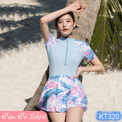 Bộ đồ bơi nữ một mảnh thời trang, dáng liền thân quần đùi váy xinh xắn, tôn dáng người mặc, chất bơi cao cấp co giãn cao, thoáng mịn nhanh khô | KT320