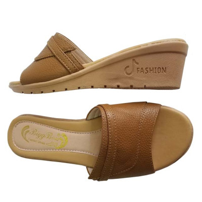 Dép Đế Xuồng Nữ Da Bò Thật BIGGBEN Cao 5cm DX38