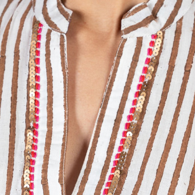 Đầm Midi Thêu Kết Hạt Cotton Isla Bonita