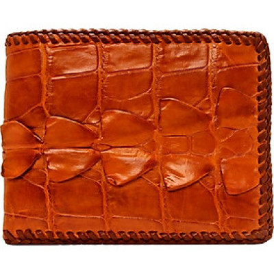 Ví Nam Da Cá Sấu Đan Viền Gai Huy Hoàng HT2224 (12.5 x 10 cm) - Vàng