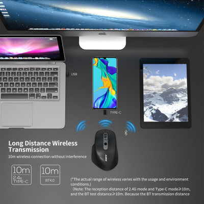 Chuột  Ajazz i660T BT4.0 2.4G có thể sạc lại nhiều chế độ không dây thay thế cho Máy tính để bàn Mac Notebook