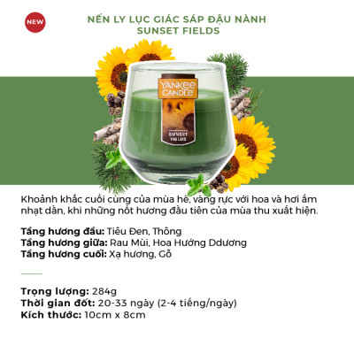 Nến Ly Lục Giác Sáp Đậu Nành 284gram từ Yankee Candle - Sunset Fields